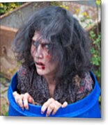 Zombie In Barrel - Scary And Funny Metal Print