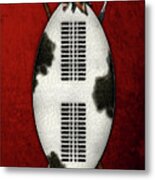 Zulu War Shield With Spear And Club On Red Velvet Metal Print