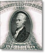 Alexander Hamilton 1907 American One Thousand Dollar Bill Currency Starburst Artwork #1 Metal Print