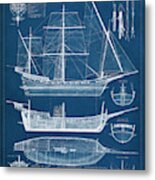Antique Ship Blueprint I #1 Metal Print