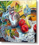 Apple Cat Metal Print