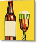 Beer Bottle And Glass #1 Metal Poster