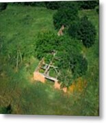 Belarus. Aerial View Of Ruined Cowshed #1 Metal Print