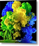 Brazil Flag Colours In Paint, Ink, Water #1 Metal Print