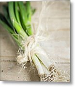 Bunch Of Spring Onions Tied With #1 Metal Print