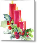 Candles With Holly #1 Metal Print