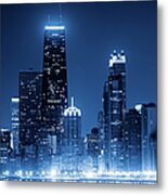 Chicago Skyline By Night #1 Metal Print
