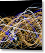 Colorful Light Painting With Circular Shapes And Abstract Black Background. #1 Metal Print