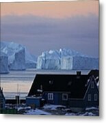 Colourful Houses And Blue Icebergs In #1 Metal Print