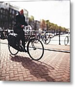 Cycling In Amsterdam #1 Metal Print