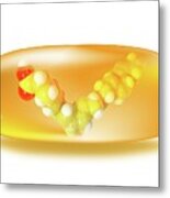Dha Omega-3 Fatty Acid Model In An Oil Pill Metal Print