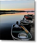 Fishing Boats Line Dock At Sunset #1 Metal Print
