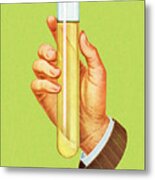 Hand Holding Test Tube #1 Metal Poster