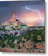 Lightning At Church Rock, Red Rock State Park, New Mexico #1 Metal Print