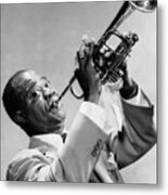 Louis Armstrong Playing The Trumpet #1 Metal Print