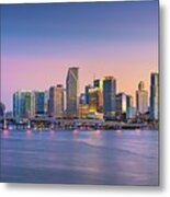 Miami, Florida, Usa Skyline On Bisayne #1 Metal Print