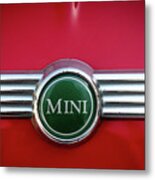 Mini Cooper Car Logo On Red Surface #2 Metal Print