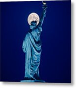 Moonrise Behind Liberty #1 Metal Print