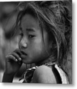 Nepal Monochrome Portraits Of Children (series) #1 Metal Print