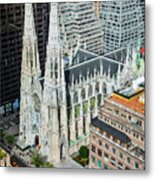 New York City, Manhattan, Midtown, Saint Patrick's Cathedral Viewed From 30 Rock #1 Metal Print