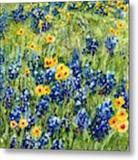 Painted Hills - Bluebonnets And Coreopsis Metal Print