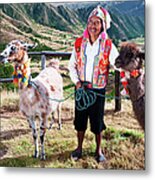 Portrait Of Peruvian Man Near Pisac #1 Metal Print