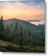 Scenic Landscape With Lake And Sunset #1 Metal Print