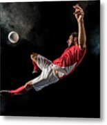 Soccer Player Kicking #1 Metal Print