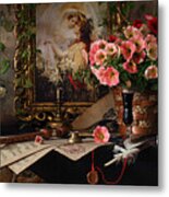 Still Life With Flowers And Picture #1 Metal Print