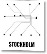 Stockholm White Subway Map #1 Metal Print