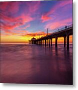 Stunning Sunset At Manhattan Beach Pier #1 Metal Print
