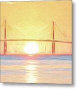 Sunshine Skyway Bridge Sunrise Expression Metal Print