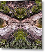 -  Watcher In The Wood #2 - Human Face And Eyes Hiding In Mirrored Tree Feature - Green Man Metal Print