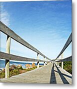 Wooden Footbridge By Ocean #1 Metal Print