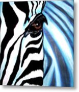 Zebra Face Metal Print