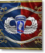 173rd Airborne Brigade Combat Team - 173rd  A B C T  Insignia With Parachutist Badge Over Flag Metal Print