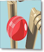 Cricket Ball Hitting Wickets #18 Metal Print