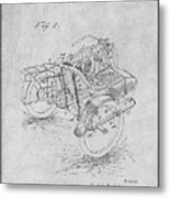 1913 Side Car Attachment For Motorcycle Gray Patent Print Metal Print