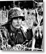 1943 German Sniper And Dog Photo Wehrmacht Waffen Ss World War 2 Soldier Germany Metal Print
