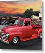 1949 Chevy Pickup At Porky's Drive-in Metal Print