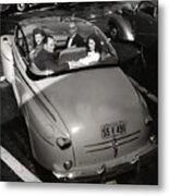 1950s Glass Roof Vehicle With Occupants In California Metal Print