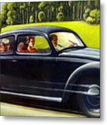 1950s Volkswagen At Speed With Occupants Metal Print
