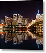 City Skyline Of Pittsburgh At Night #2 Metal Print