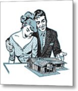 Couple Looking At Scale Model Of Home #2 Metal Print