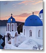 Greece, Aegean Islands, Cyclades, Santorini Island, Greek Islands, Oia Village, Typical Church #2 Metal Print
