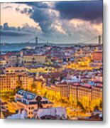 Lisbon, Portugal Skyline After Sunset #2 Metal Print