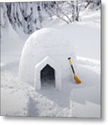 Real Snow Igloo House In The Winter #2 Metal Print