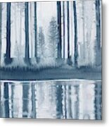 Winter Trees On A Pool Metal Print
