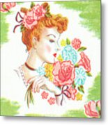 Woman With Flowers #2 Metal Print