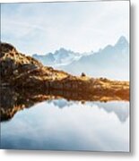 Colourful Sunset On Chesery Lake Lac De #3 Metal Print